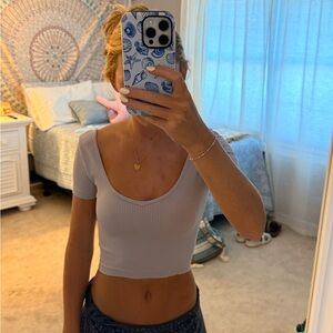 light purple cropped short sleeve